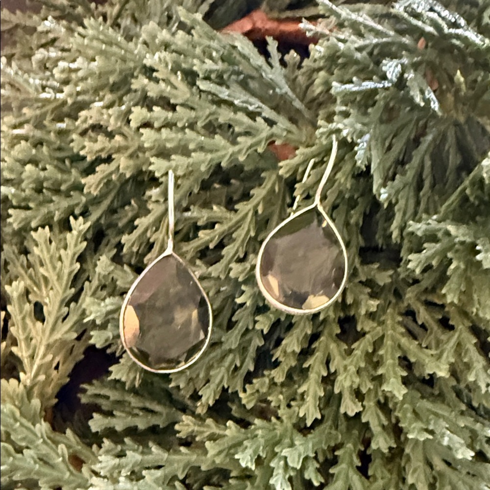 Peridot Green Crystal Teardrop Earrings Sterling Silver